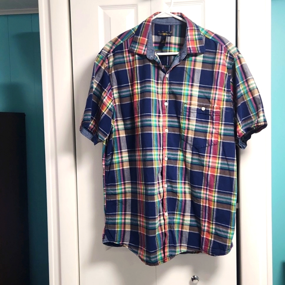 Men's Club Room SS Button Down Shirt Plaid XL